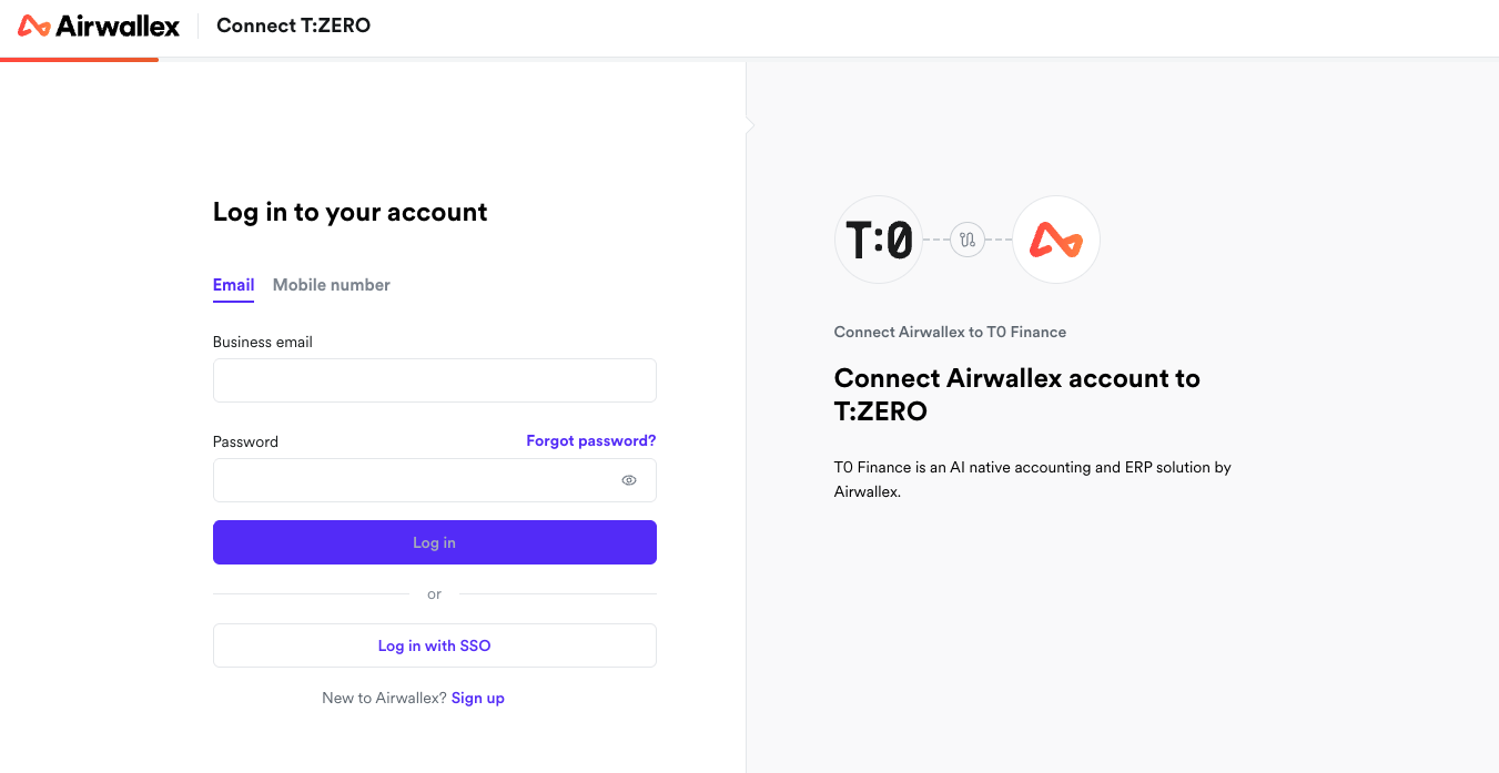 The provider's OAuth login page